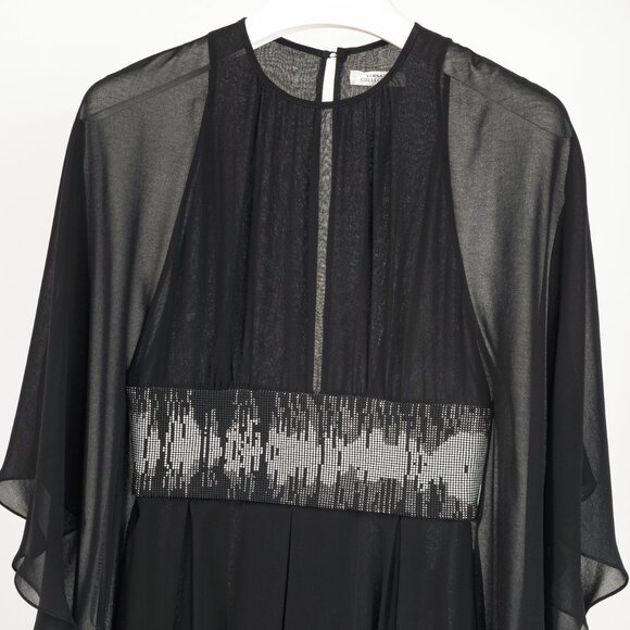 Versace Collection Black Crepe Rhinestone-Waist Cape Mini Dress - Picture 3 of 12